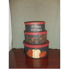 Autumn Welcome Pumpkin Vine Nesting Boxes  Set 3  Stack 12" Your Hearts Delight   263815194893